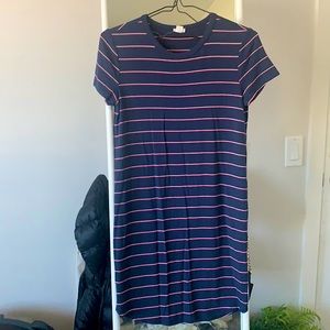 Garage, T-shirt dress, Navy blue with red and white stripes.
